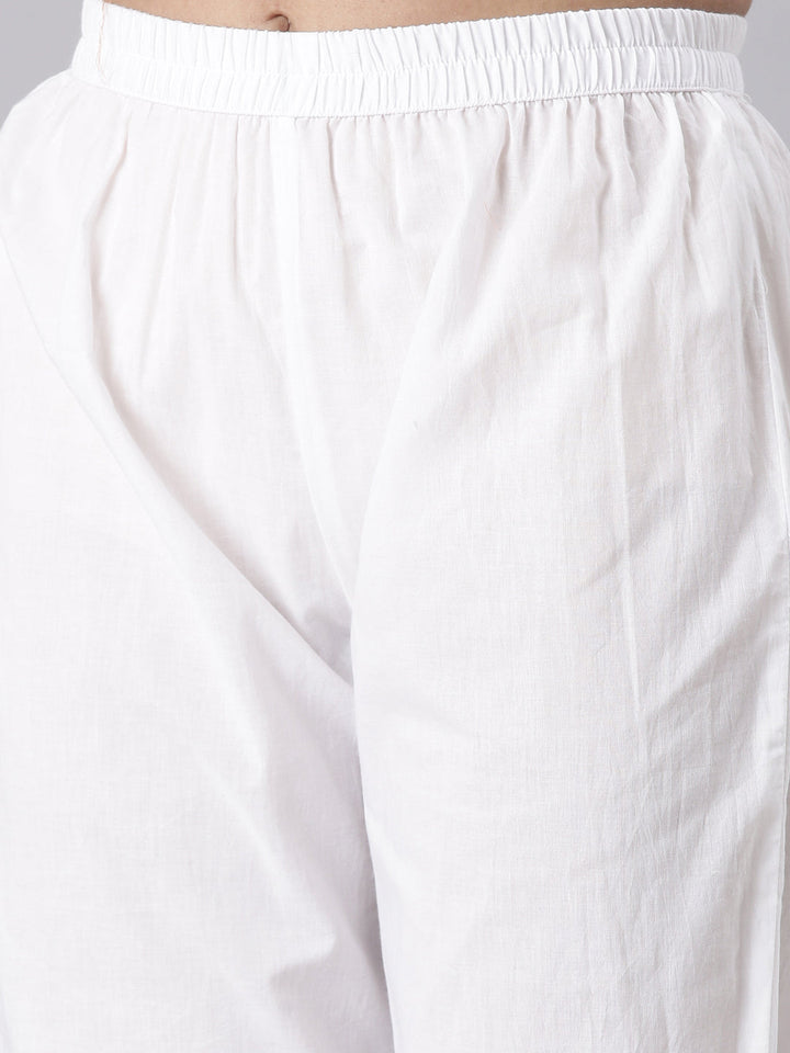 Neerus Mustard Printed Straight Kurta and Trousers With Dupatta