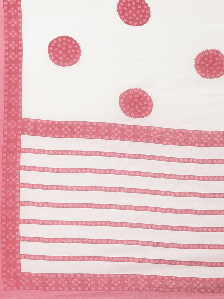 Cream Cotton Printed Three Piece Set