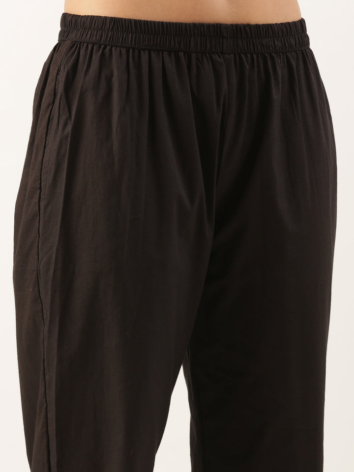 Black Chikan Anarkali Three Piece Suit Set