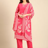 Rani crepe digital printed hand embroidery three piece suit set