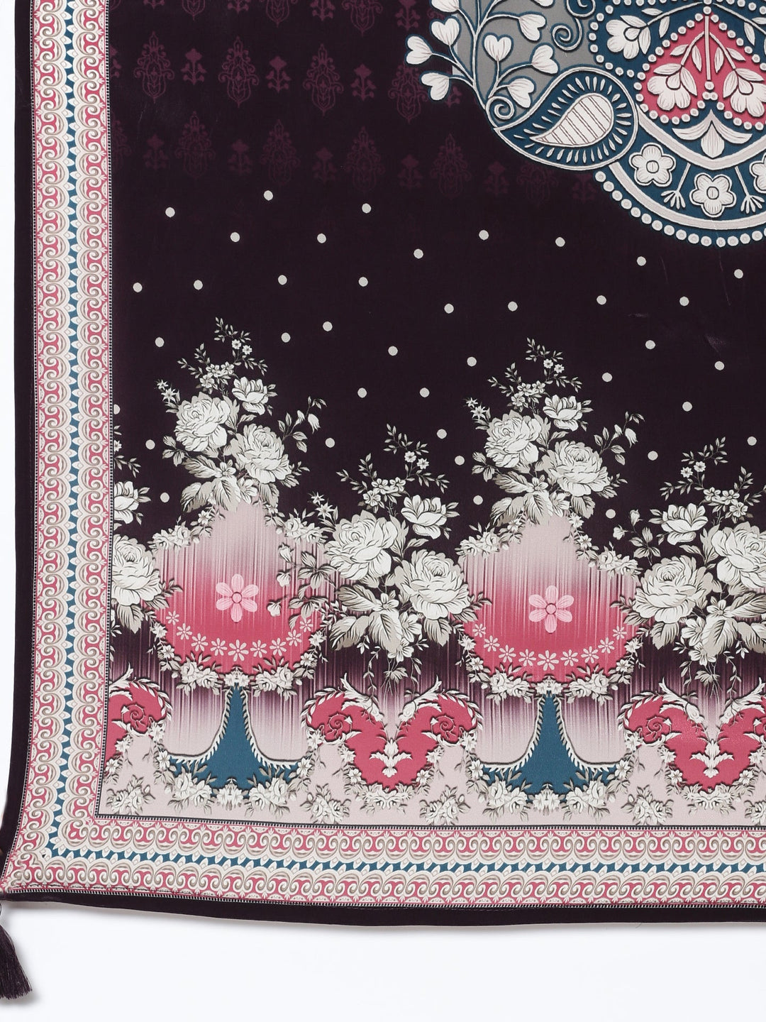 Neerus Maroon crepe digital printed suit set - detail view 5