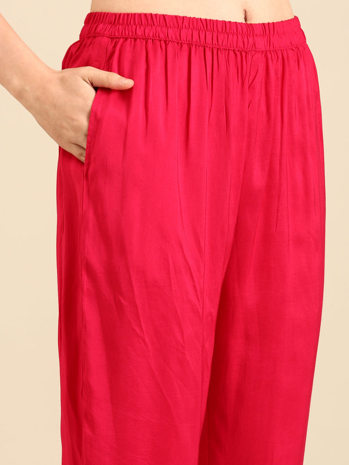 Pink Crepe Digital print three piece suit set