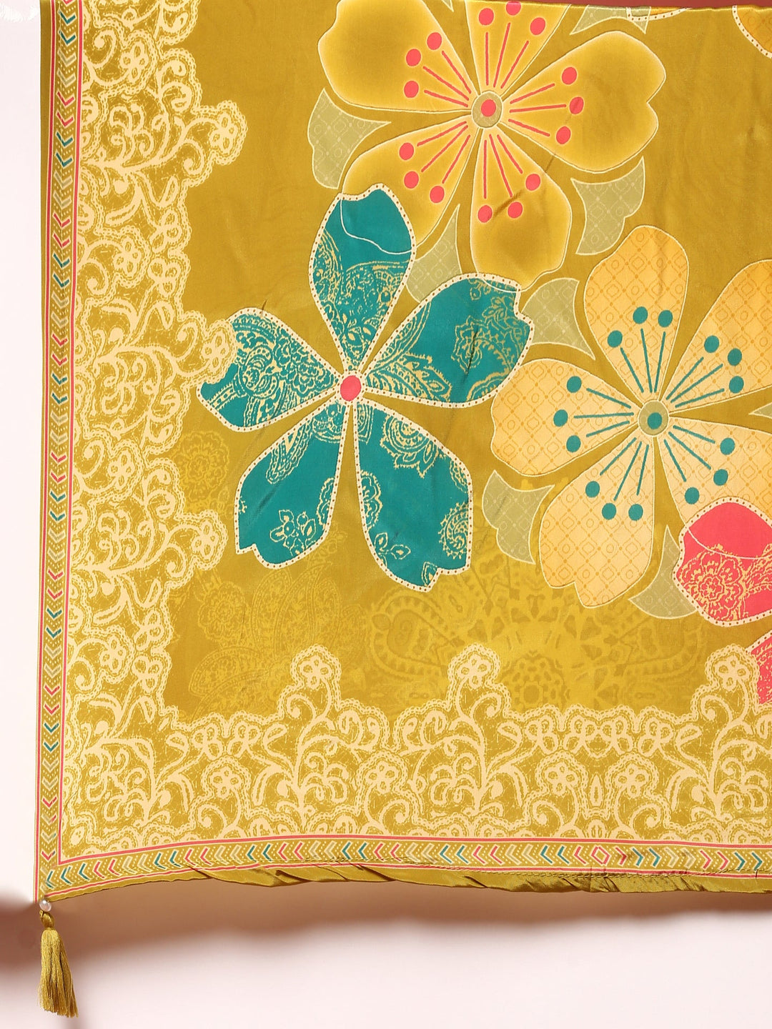 Neerus Green crepe ethnic suit set - detail view 4