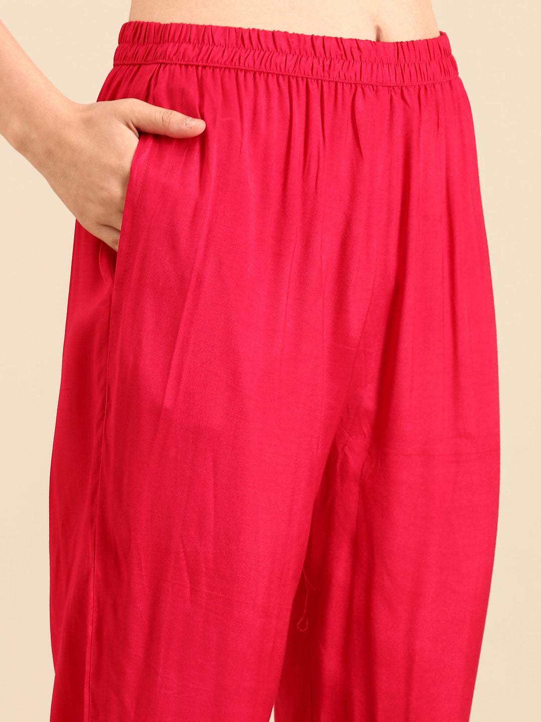 Neerus Pink crepe mirror work bandhani suit set - detail view 3