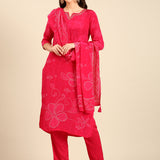 Crepe bandhani three piece suit set