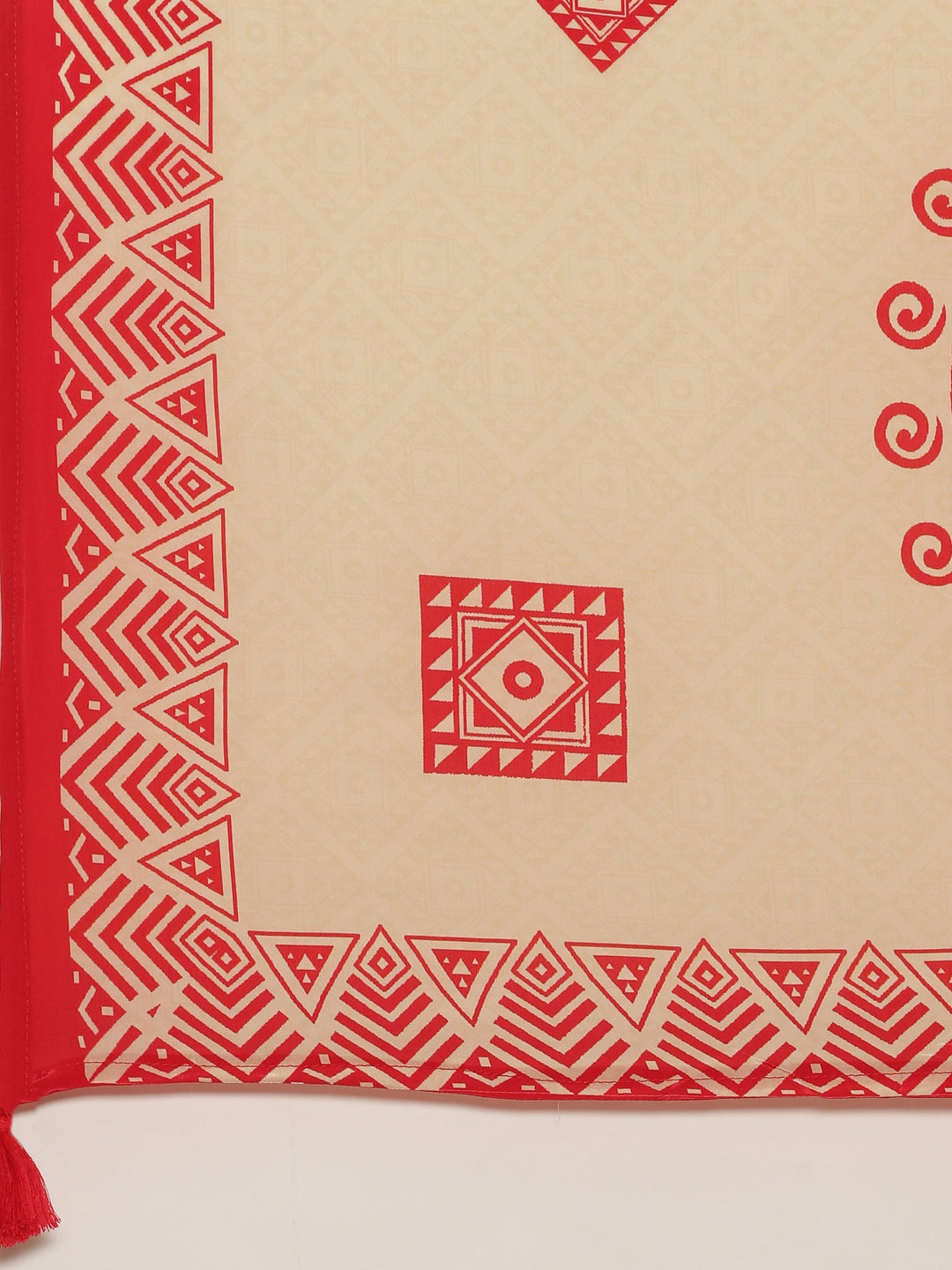 Neerus Red crepe printed suit set - detail view 5