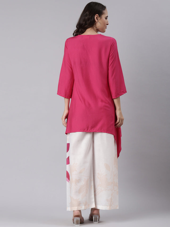 Magenta Muslin C Cut Two Piece Set