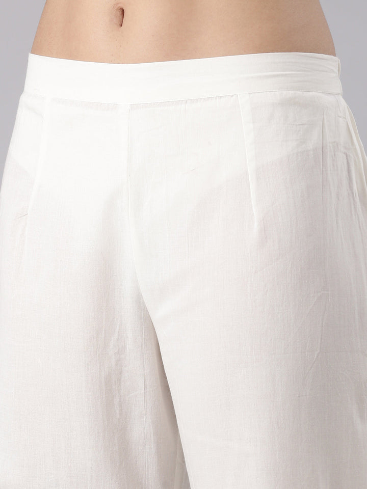 Cream Chanderi Embroidery Three Piece Set