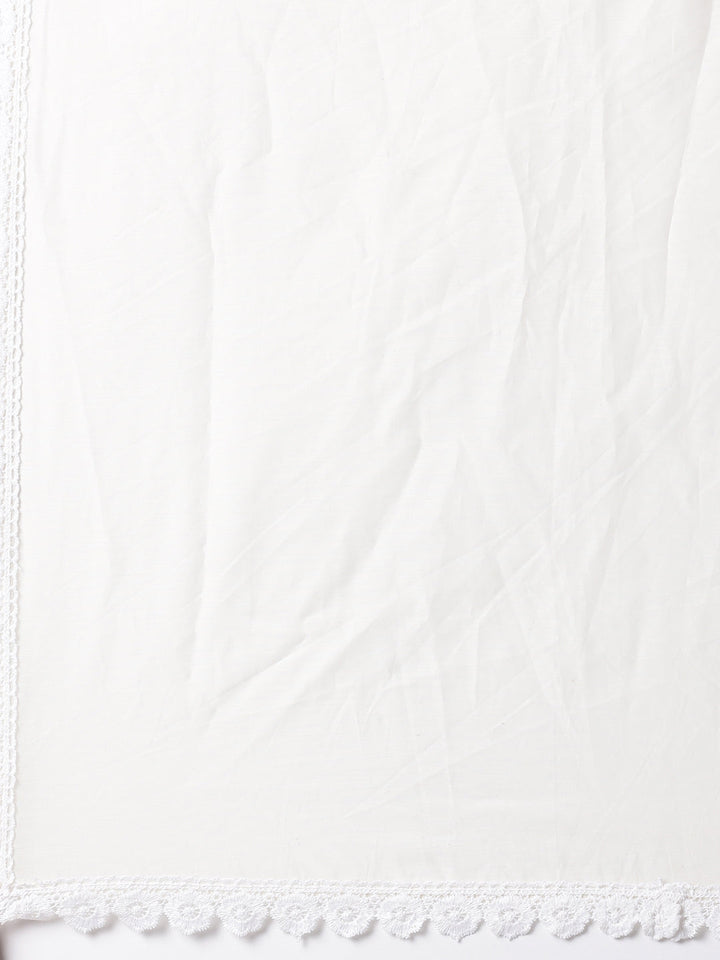 Cream Chanderi Embroidery Three Piece Set