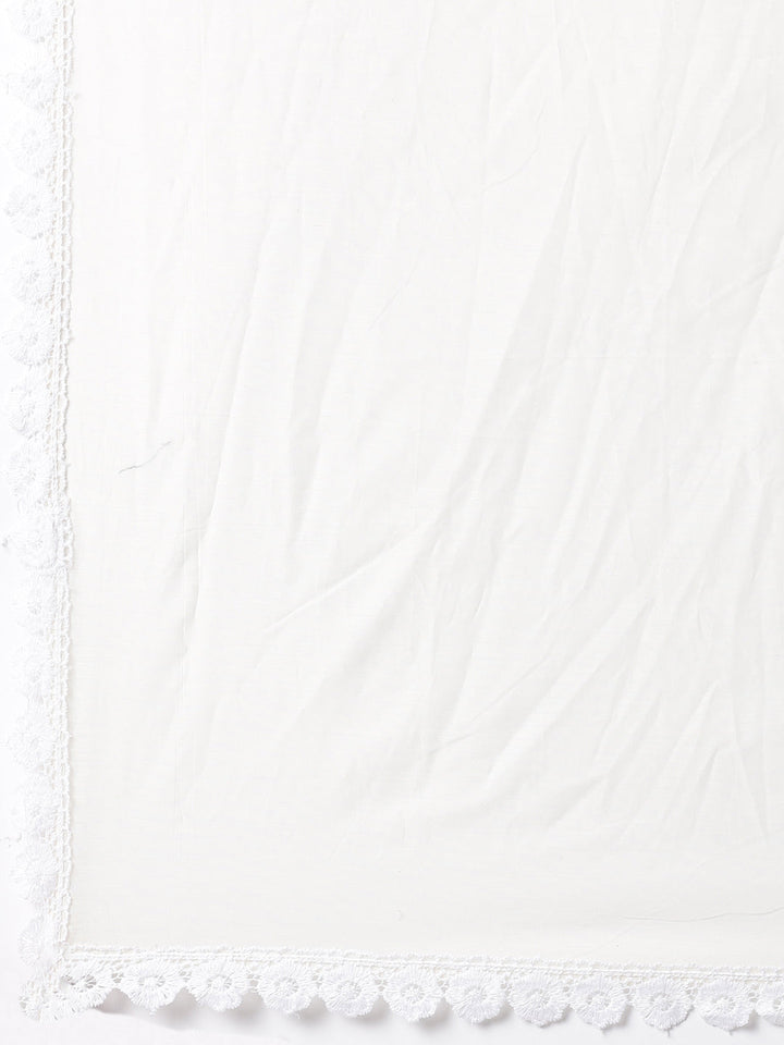 Cream Chanderi Embroidery Three Piece Set