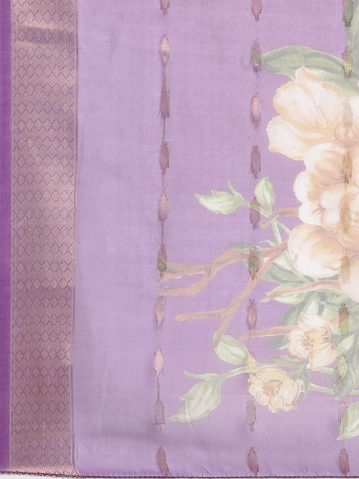 Neerus Purple Solid Straight Kurta and Trousers With Dupatta