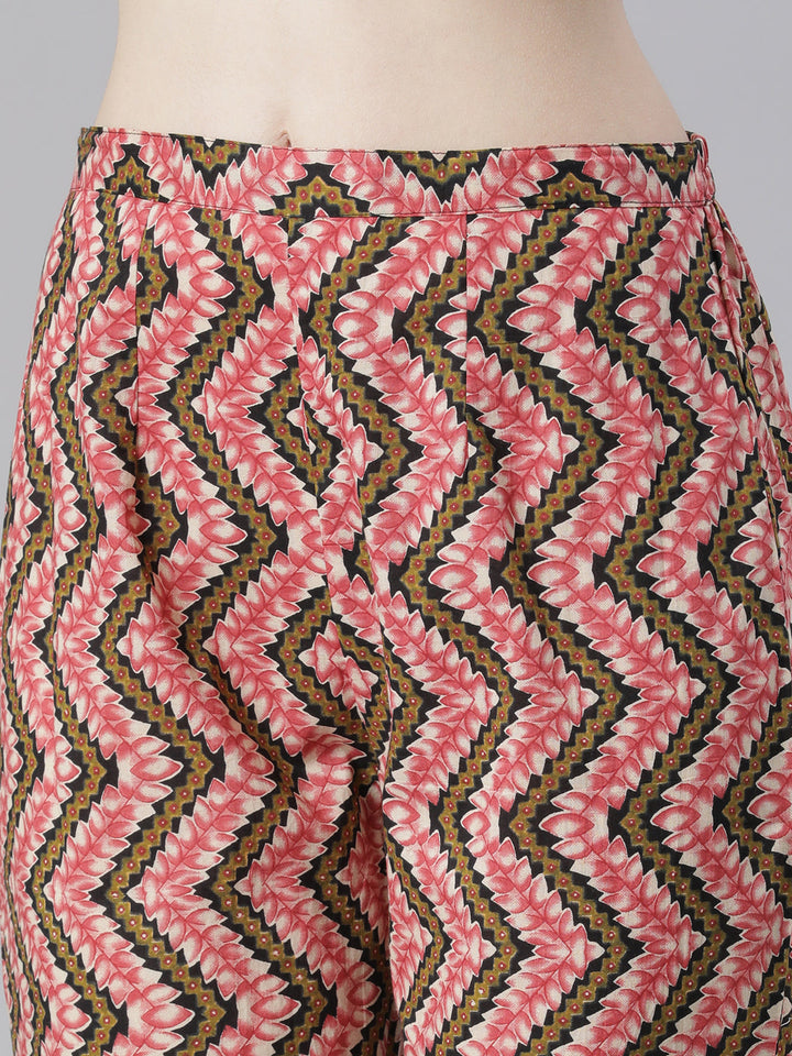 Neerus Black Printed Straight Kurta and Trousers With Dupatta