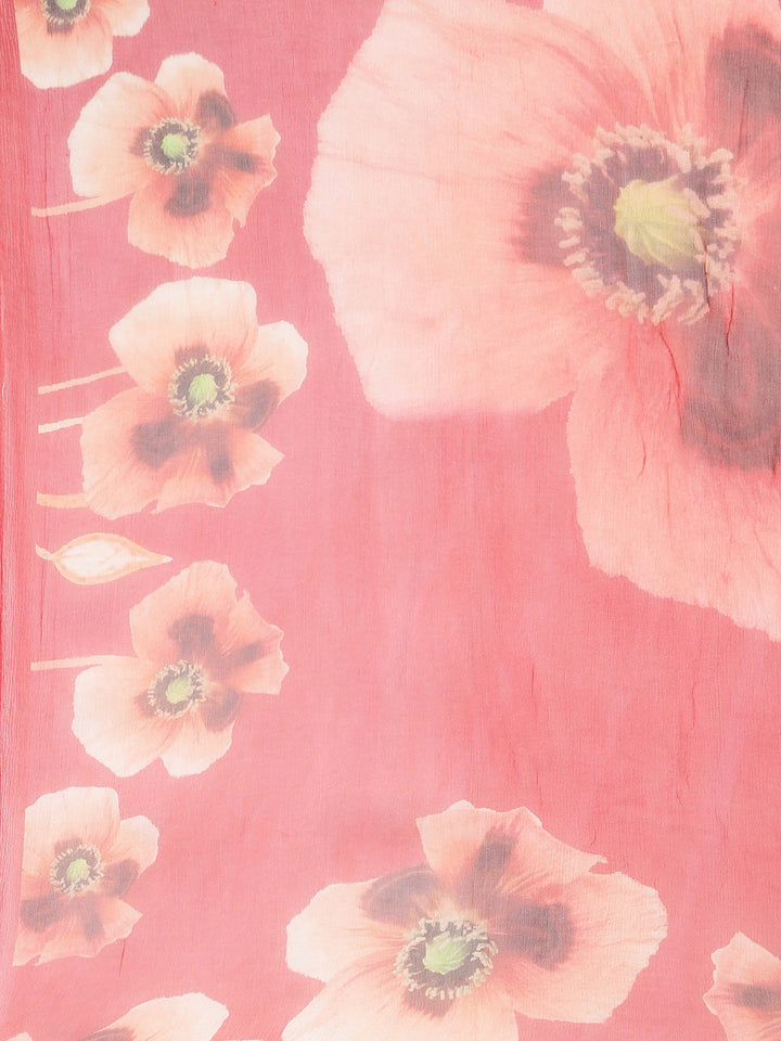 Neerus Red Printed Straight Kurta and Trousers With Dupatta