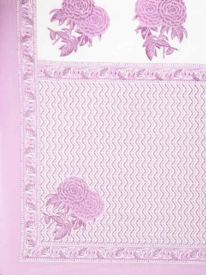 Neerus Purple Printed Straight Kurta and Trousers With Dupatta