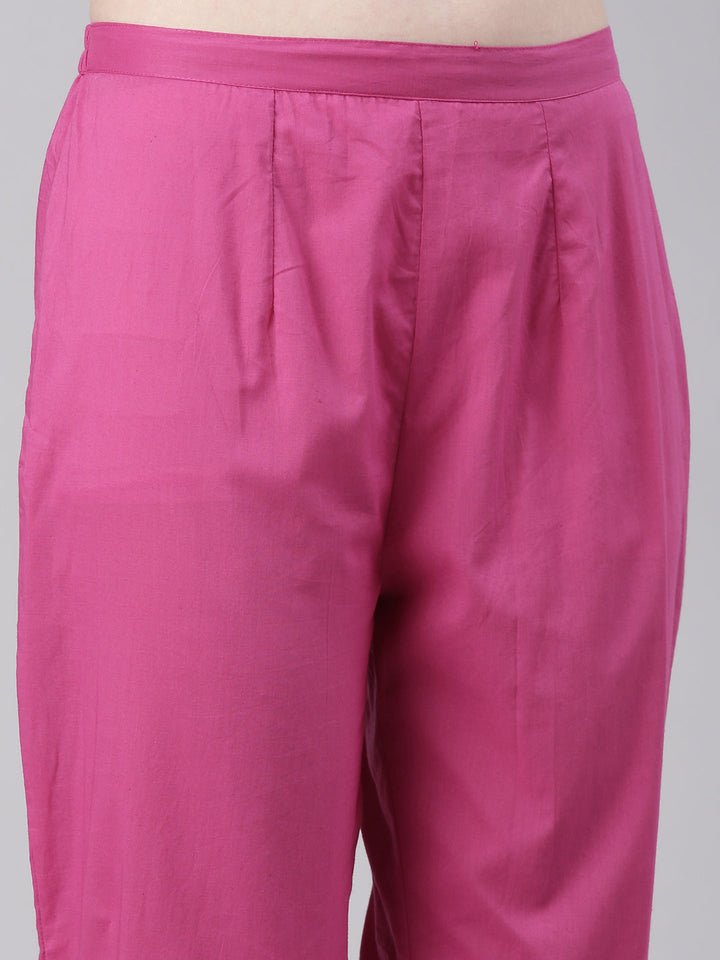Neerus Magenta Printed Straight Kurta and Trousers