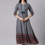 Navy Blue Silk Long Anarkali Kurta