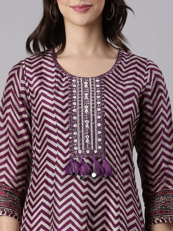 Wine Silk Long Anarkali Kurta