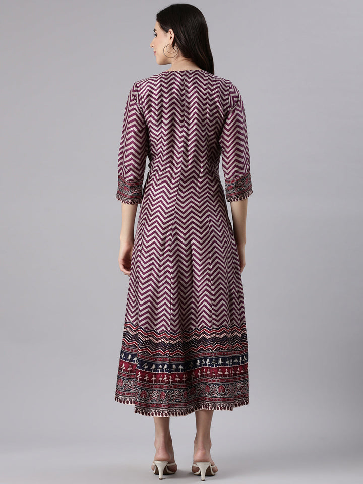 Wine Silk Long Anarkali Kurta