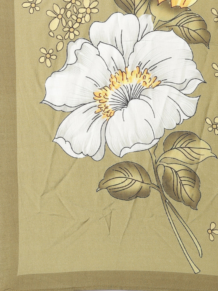 Mehadi Green Muslin Digital Print Three Piece Set