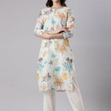 Aqua Linen Printed Kurta