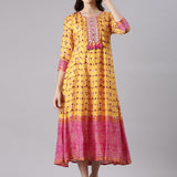Mustard Silk Long Anarkali Kurta