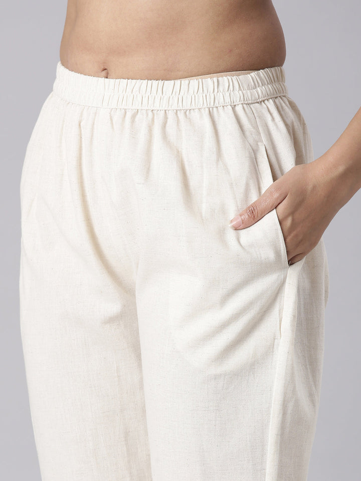 Neerus Purple Printed Straight Kurta and Trousers