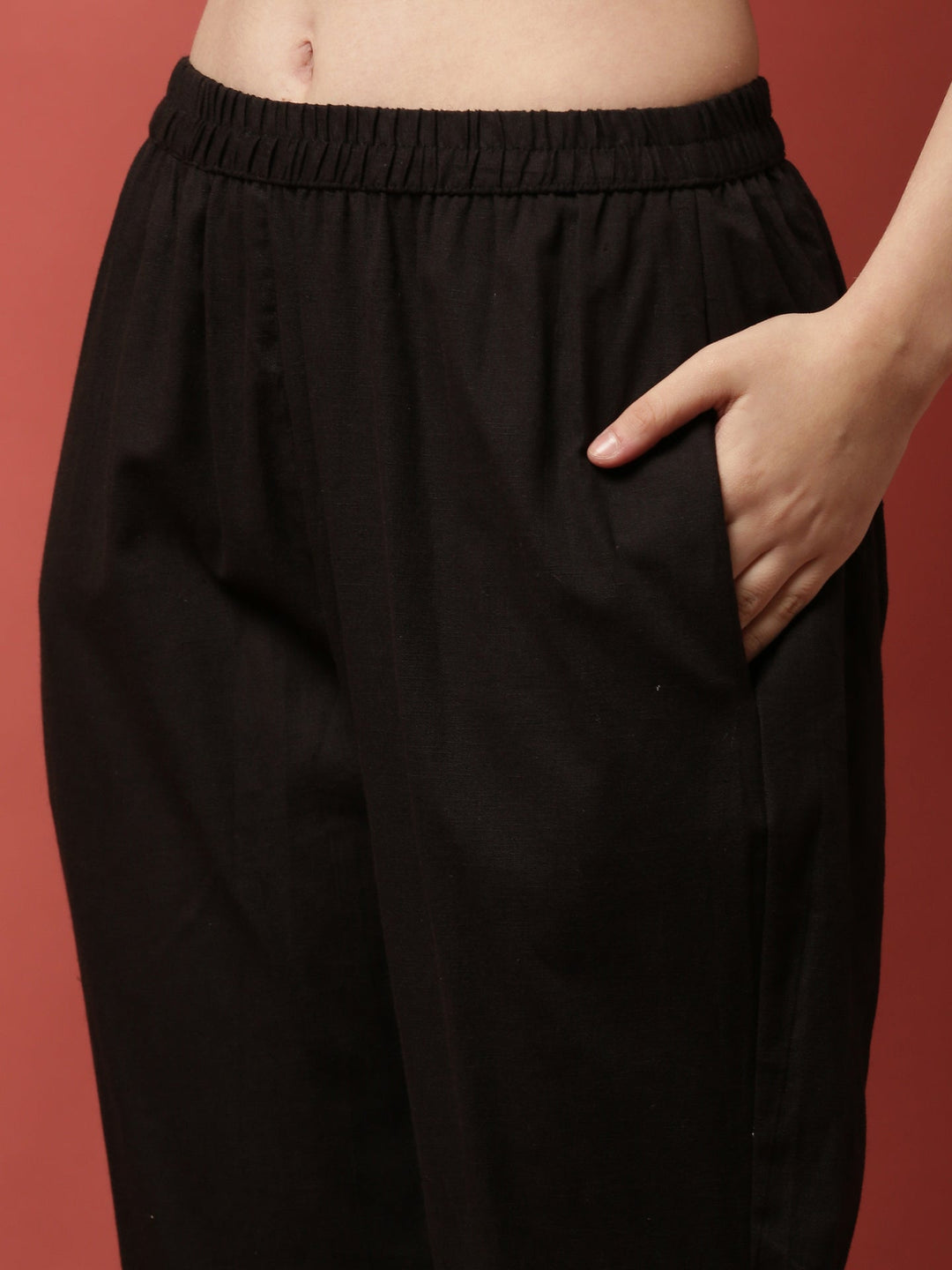 Neerus Black linen thread embroidered suit set - detail view 3