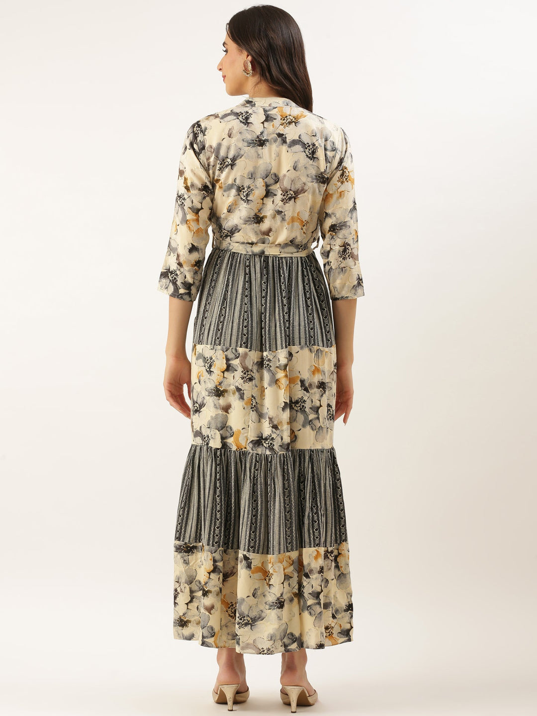 Neerus Blue Rayon Maxi Gown Dress - detail view 1