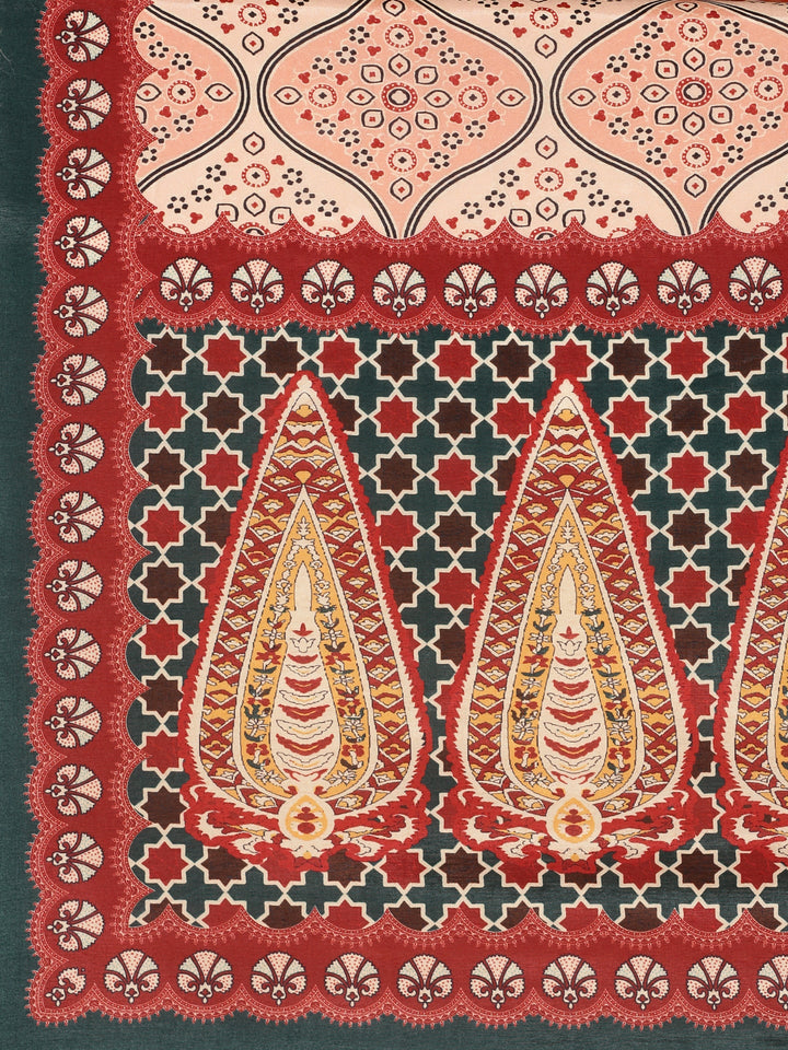 Teal Blue Crepe Printed Three Piece Set