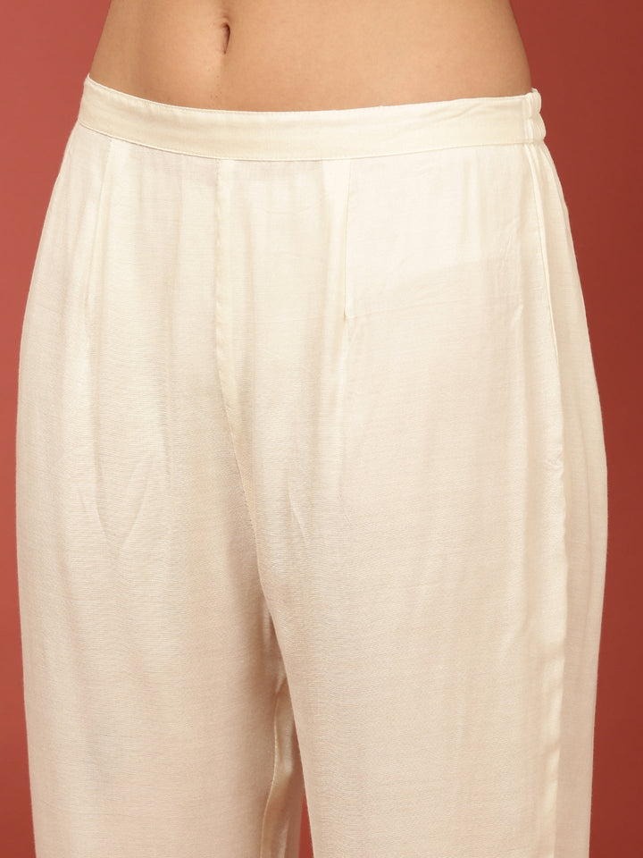 Neerus Beige muslin printed kurta set - detail view 3