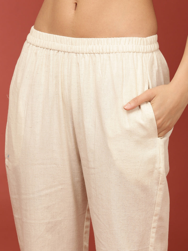 Neerus White polyester solid co-ord set - detail view 3