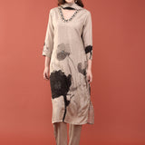 Grey Muslin Digital Print Three Piece Set