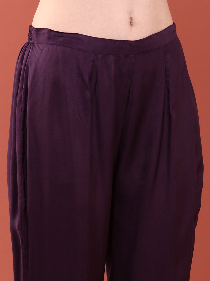 Dark Purple Muslin Three Piece Set