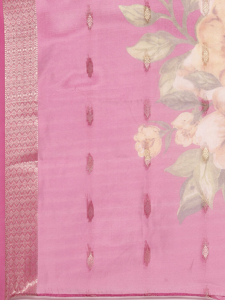 Neerus Pink muslin straight suit set - detail view 4