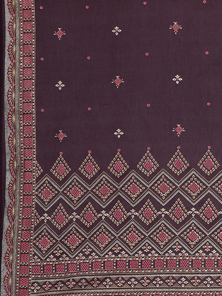 Neerus Maroon georgette printed suit set - detail view 5