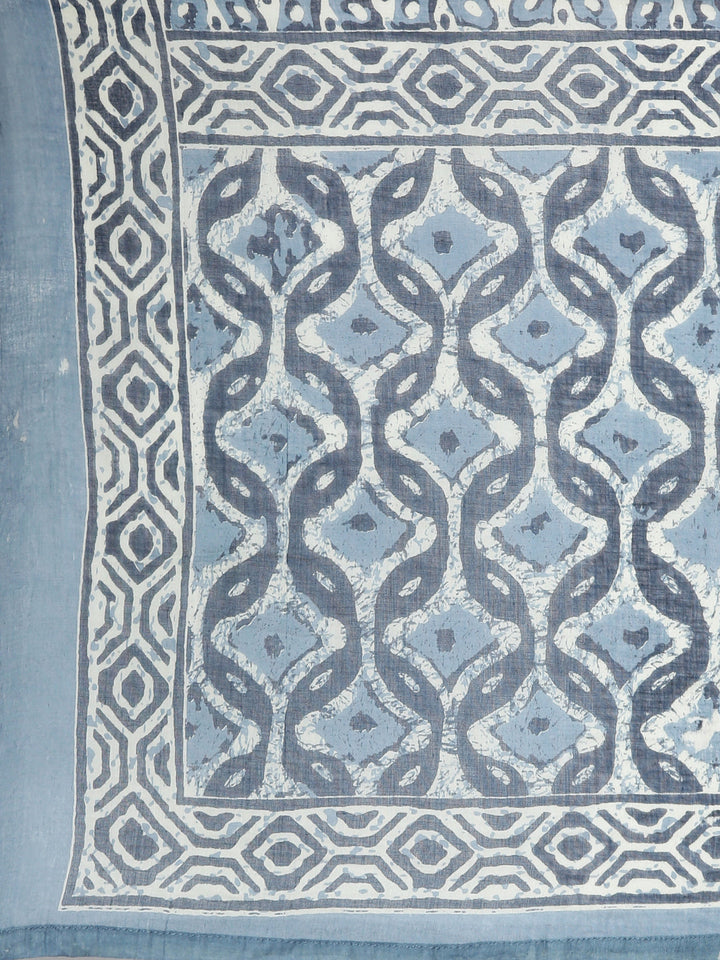 Neerus Blue cotton printed Anarkali suit set - detail view 4