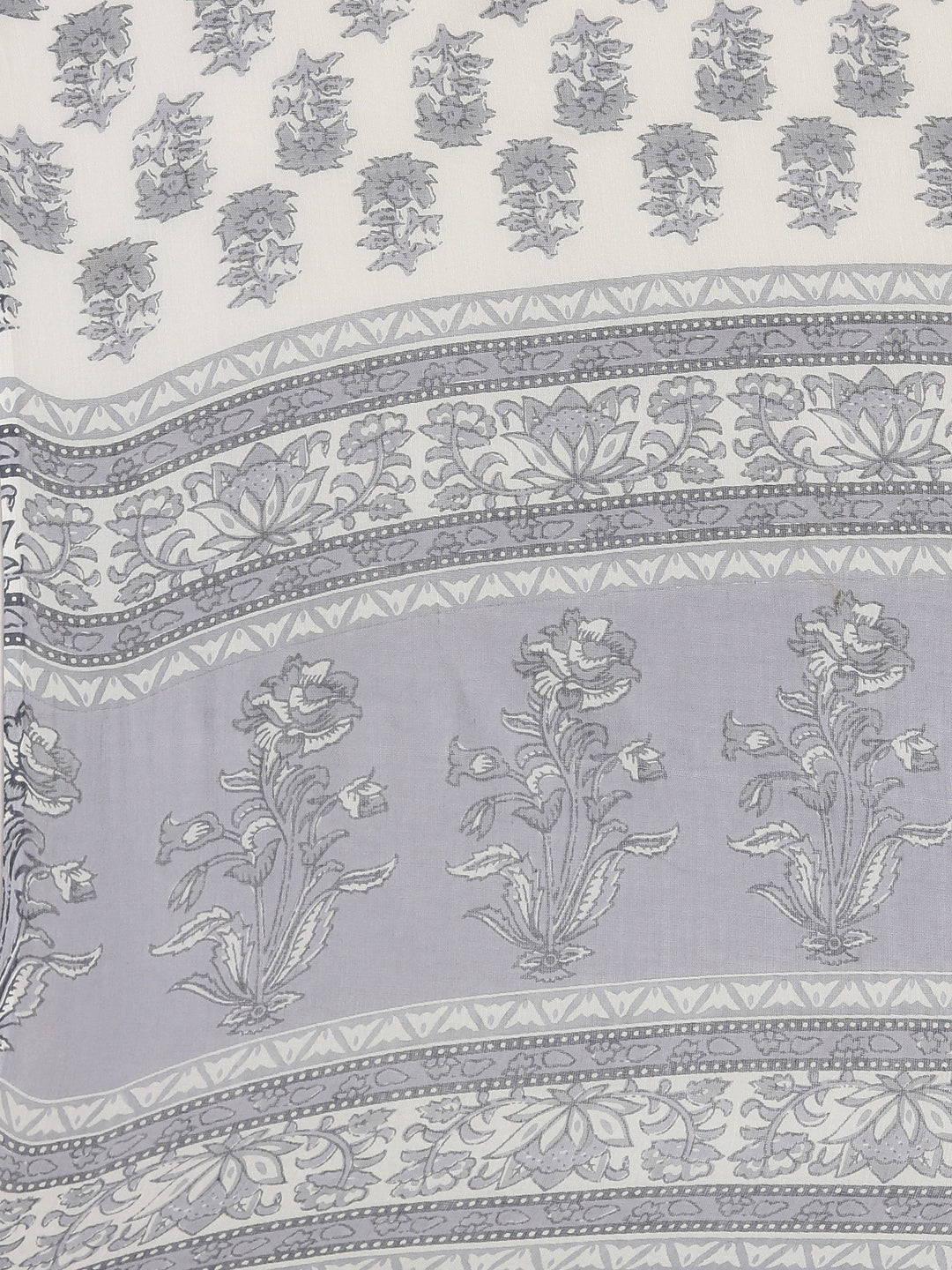 Neerus White cotton printed Anarkali suit set - detail view 4