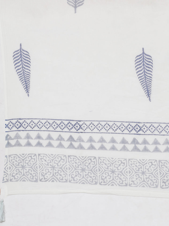 Neerus Blue Printed Anarkali Kurta and Trousers With Dupatta