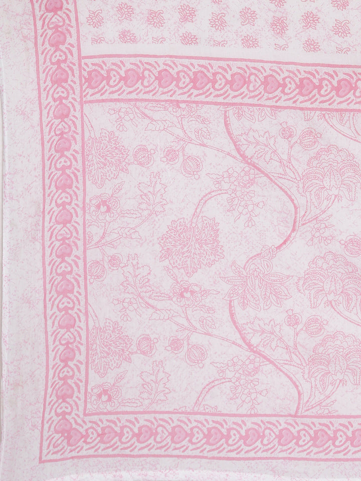 Neerus Pink Printed Anarkali Kurta and Trousers With Dupatta