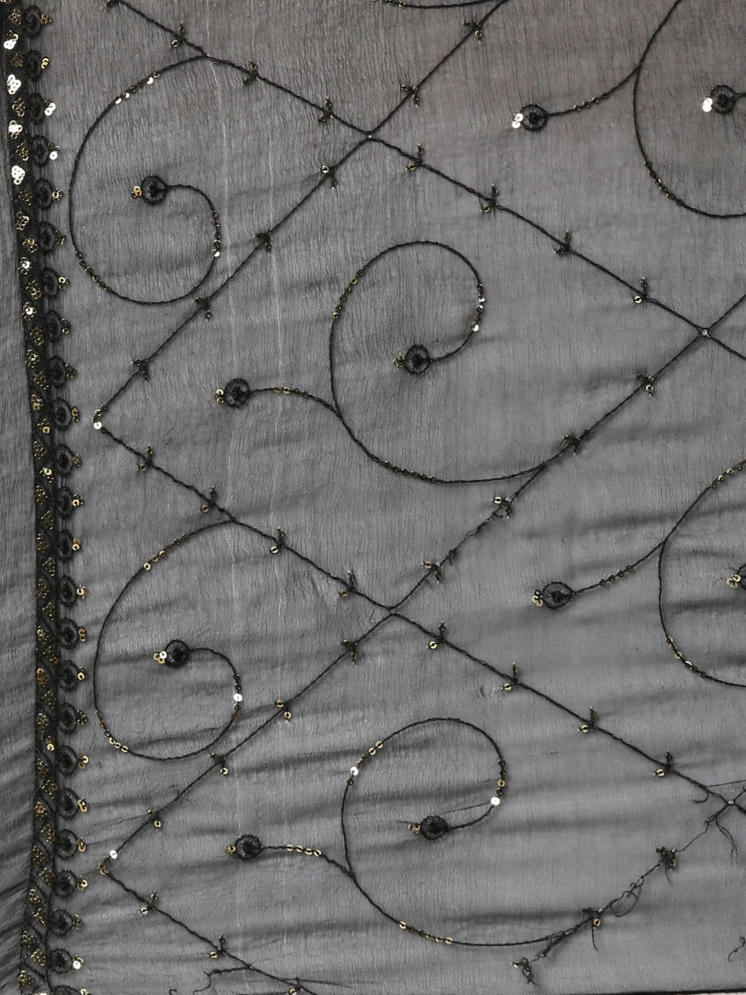Neerus Black viscose rayon embroidered suit set - detail view 4
