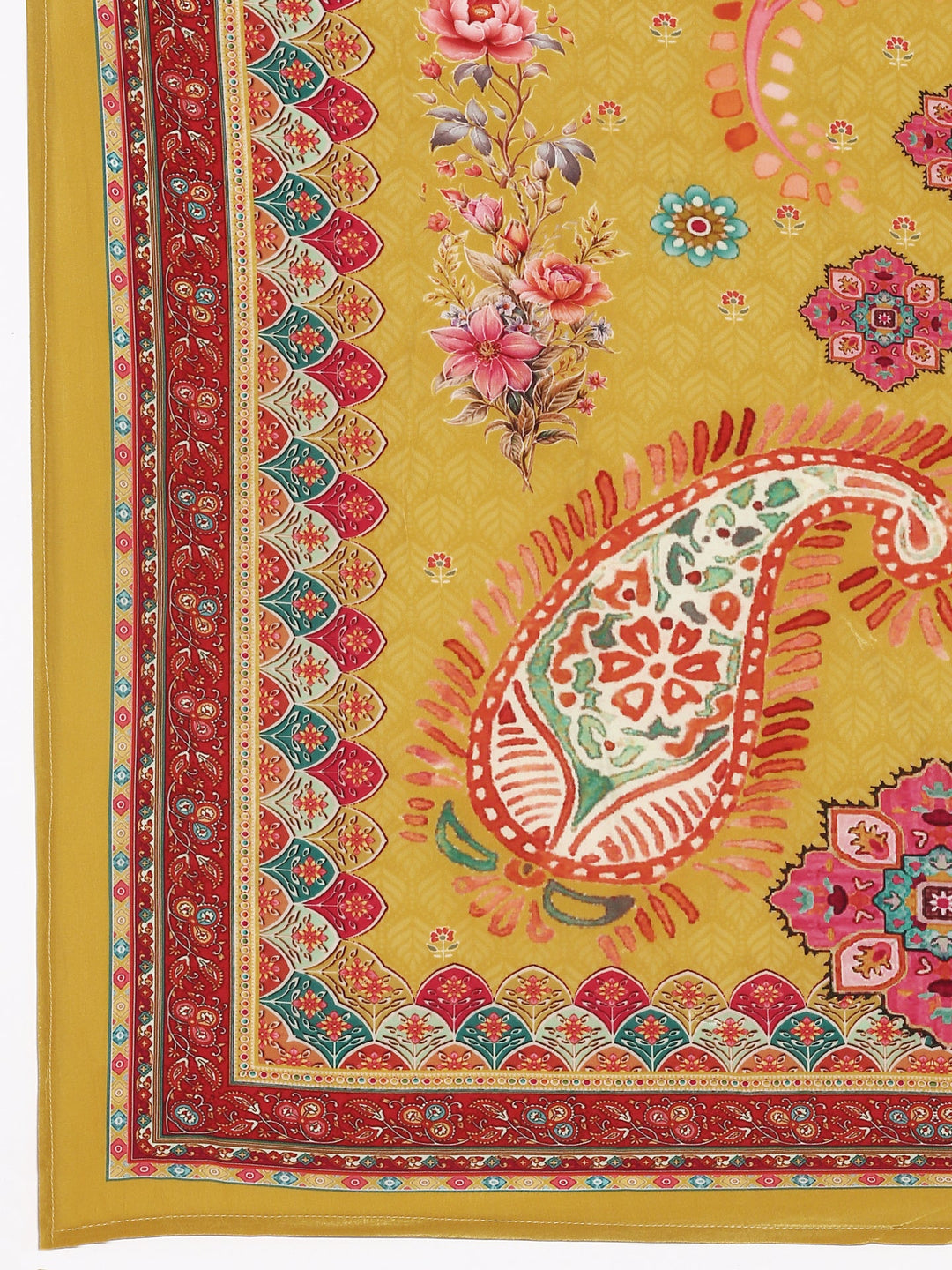 Neerus Yellow crepe printed suit set - detail view 5