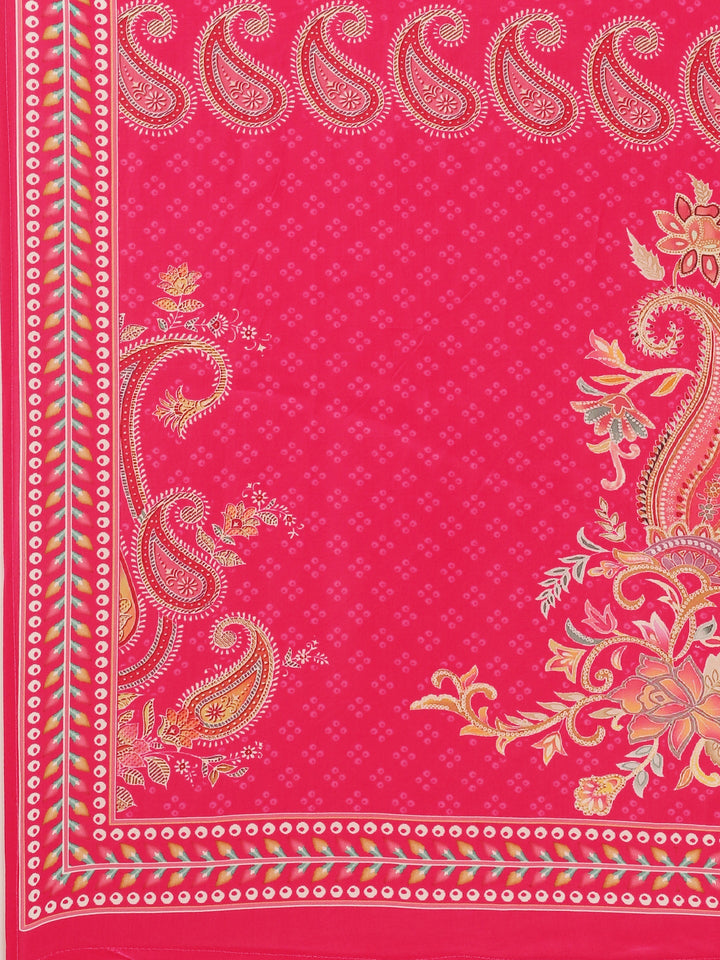 Rani Pink Crepe Printed Three Piece Suit Set