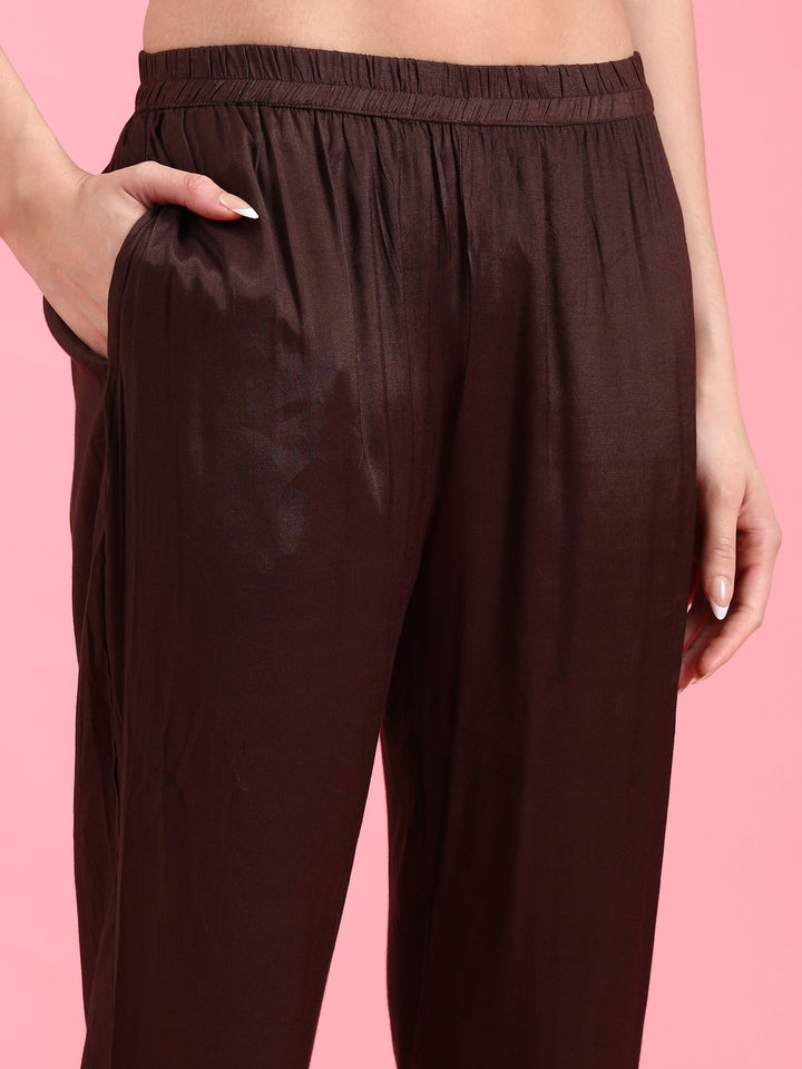 Neerus Black crepe hand embroidered suit set - detail view 3