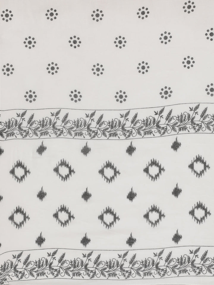 Neerus Black Printed Straight Kurta and Trousers With Dupatta