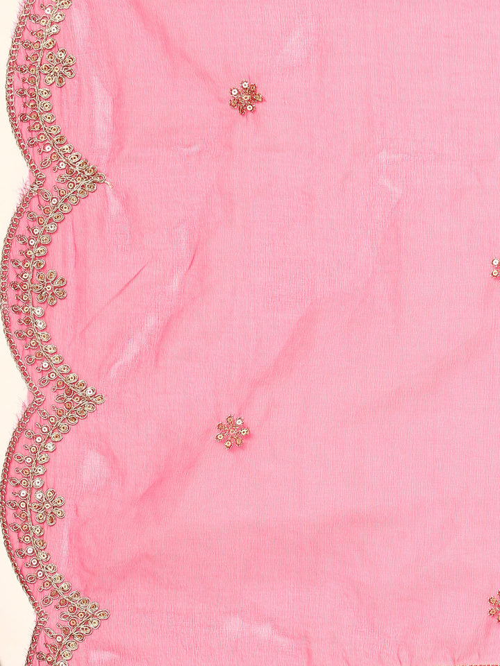 Pink Crepe suit with embroidery work