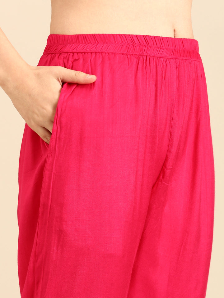 Pink Rayon Digital printed three piece suit set