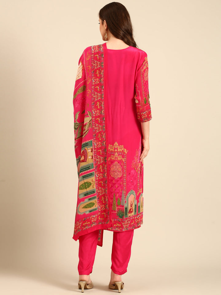 Neerus Pink rayon embellished suit set - detail view 1