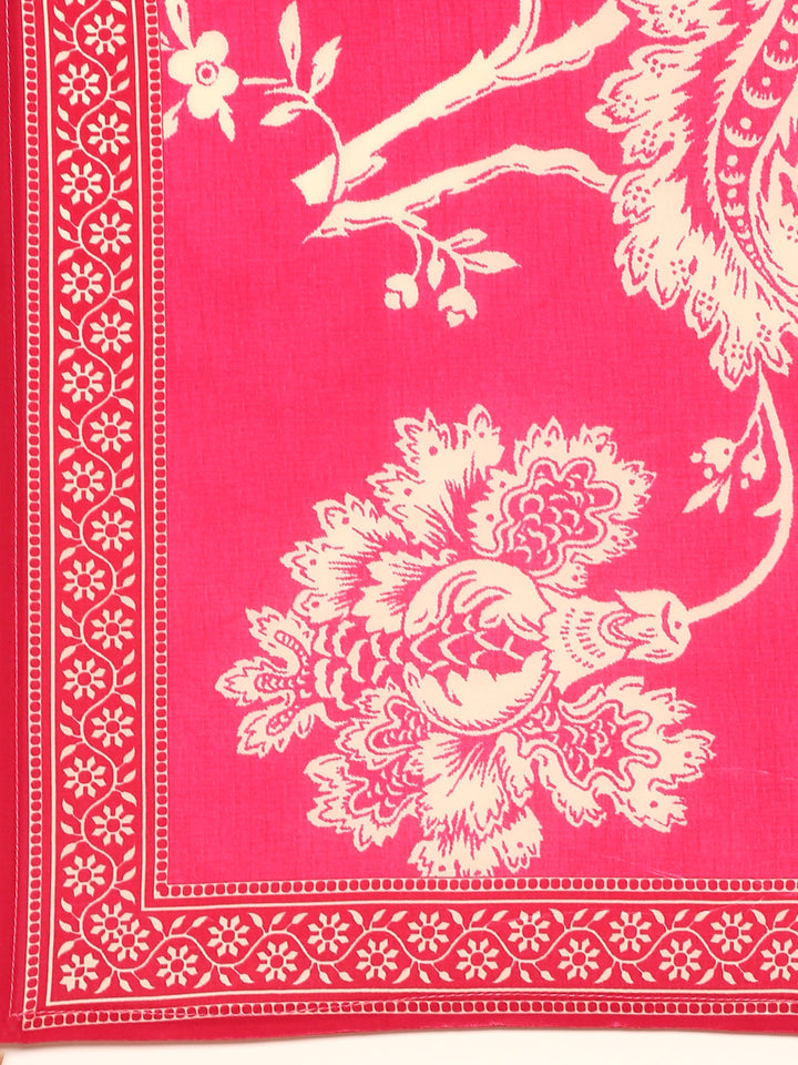 Pink Crepe Floral print three piece suit set