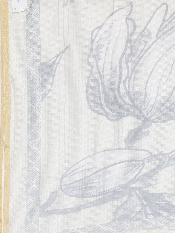 Neerus Grey Printed Straight Kurta and Trousers With Dupatta