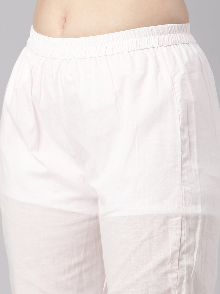 Neerus Lavender Printed Straight Kurta and Trousers With Dupatta